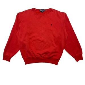 Polo Ralph Lauren Vintage 90s Faded Red Cotton Crewneck Pony Sweatshirt Medium